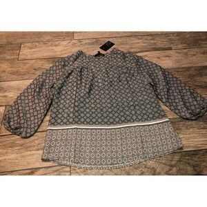 New Fred David Shirt size medium V-neck Peasant Shirt Pullover Gray 3/4 Sleeve